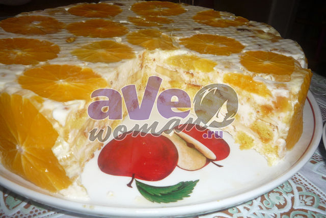 Бисквитно-фруктовый желейный торт "Фруктовая нежность"